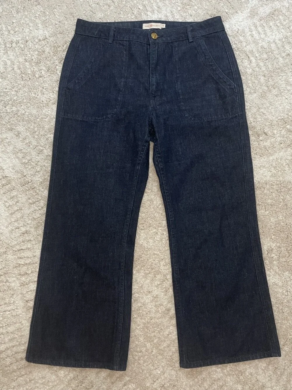 Tory Burch 100% Cotton Dark Indigo Wide-Leg Jeans Size 30